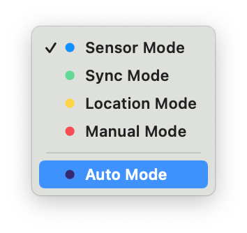 sensor mode menu item