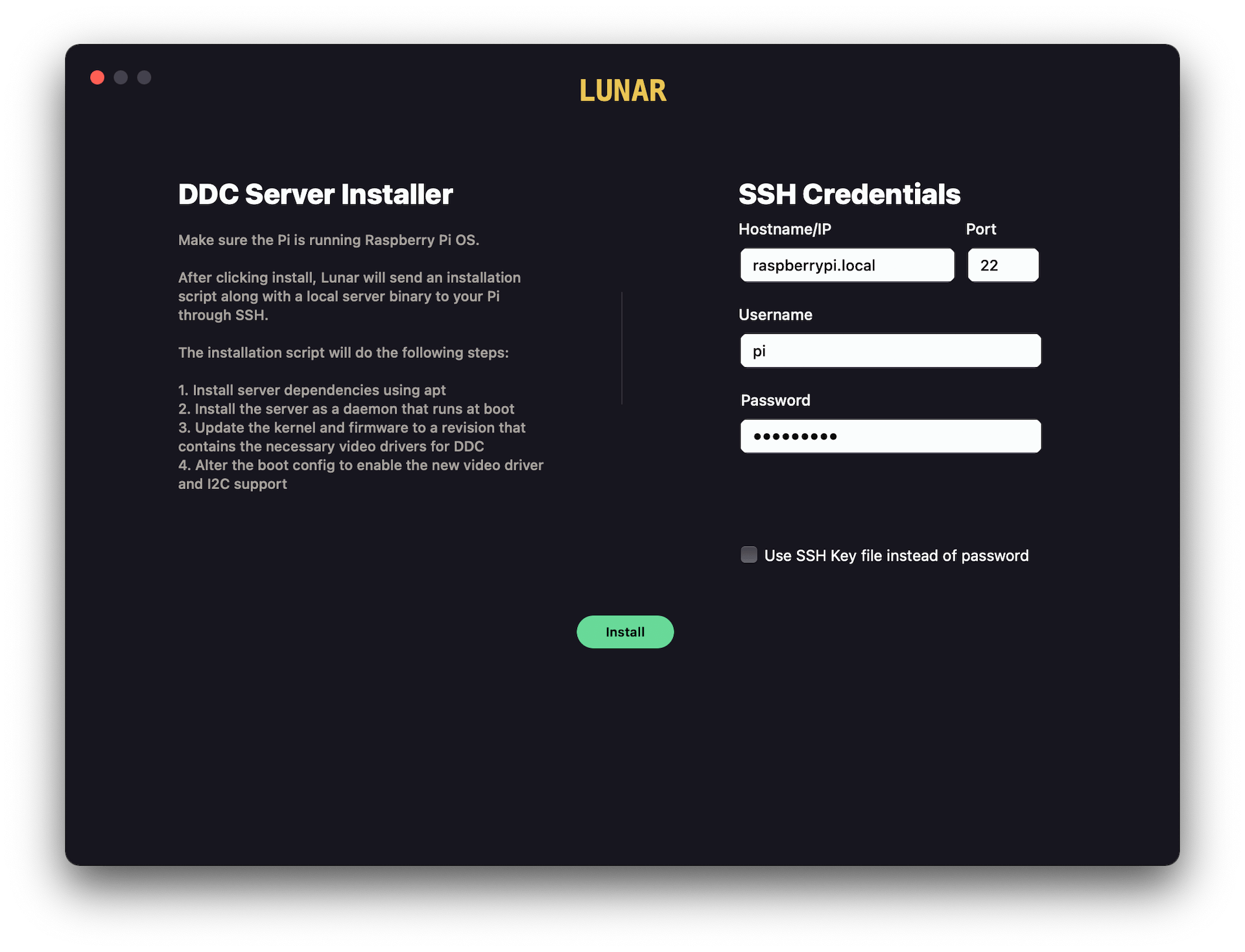 Screenshot of the DDC server installer screen