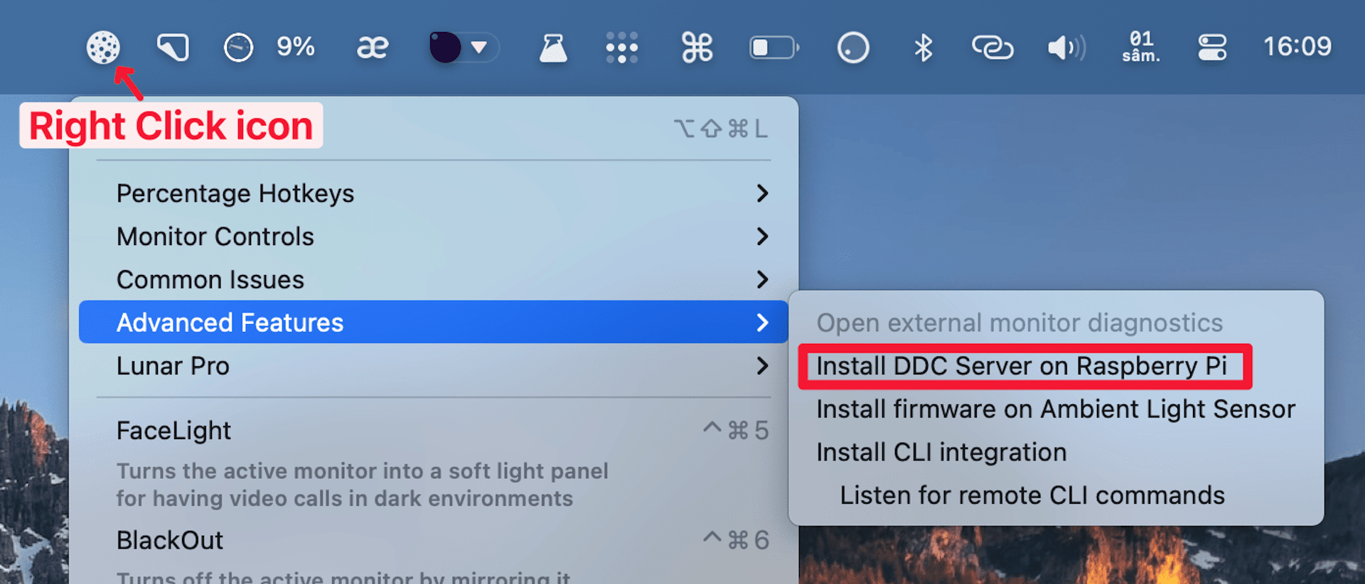 Install DDC Server menu item
