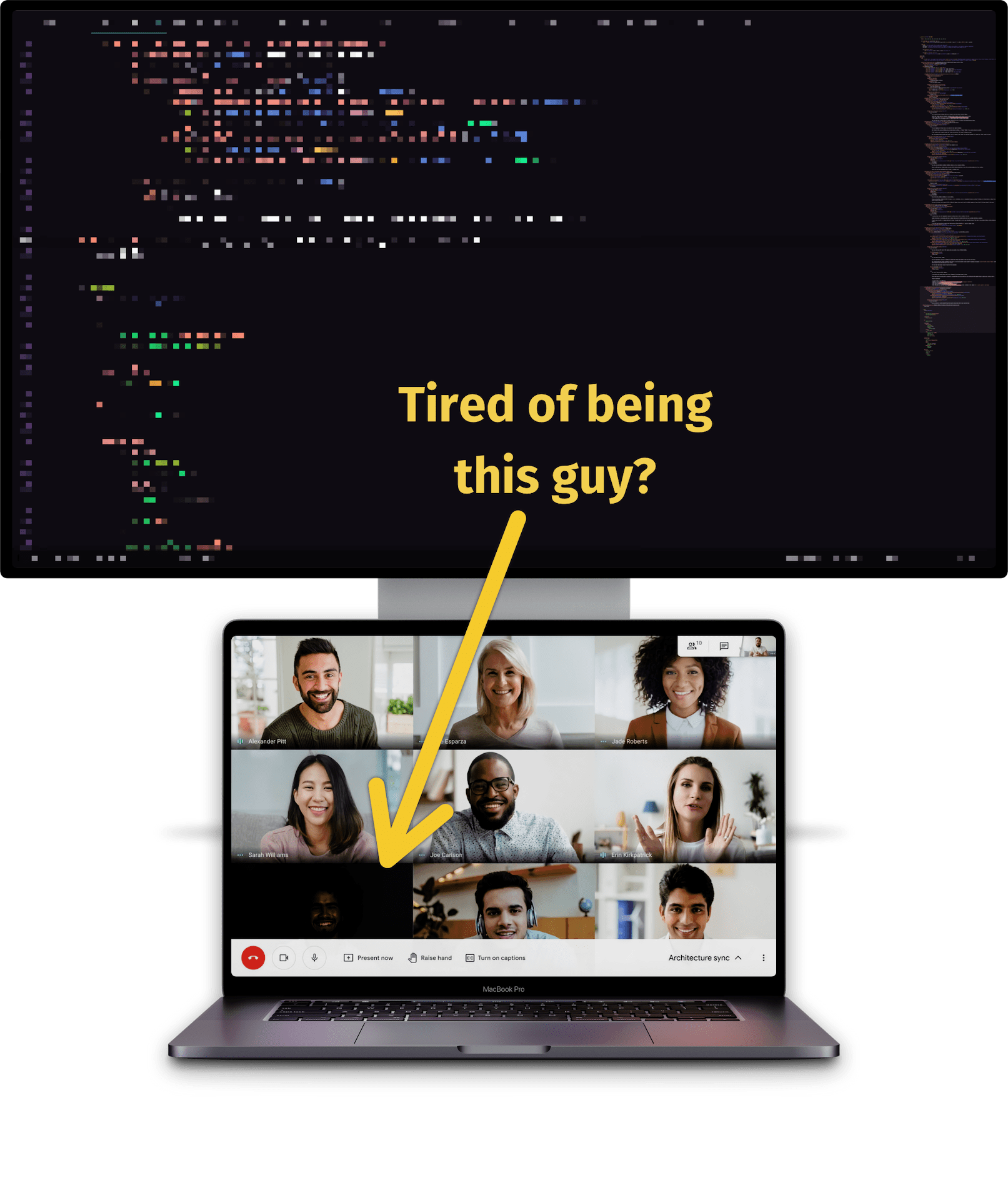 Demo showing how to use the external monitor as a soft light panel while in a video call