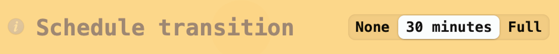 Screenshot of the Lunar window showing the Schedule Transition setting